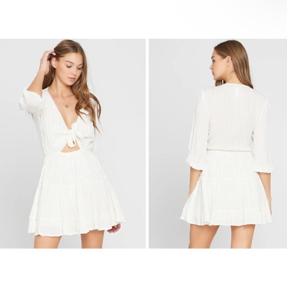 L Space Stay Golden M white and gold dress